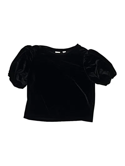 Pre-owned Gap Kids' Short Sleeve Top Black Cold Shoulder Neckline Tops