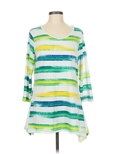 Pre-owned Multiples 3/4 Sleeve Top Green Scoop Neck Tops