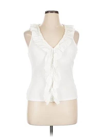 Pre-owned Pilcro Tank Top Ivory Ruffles Neckline Tops In White