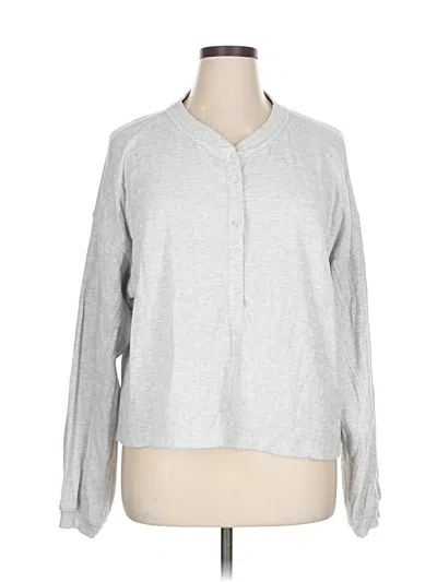 Pre-owned Aerie Long Sleeve Henley Shirt In Gray
