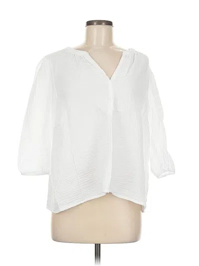 Pre-owned Jjill 3/4 Sleeve Blouse In White