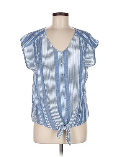 Pre-owned Jjill Short Sleeve Blouse In Blue