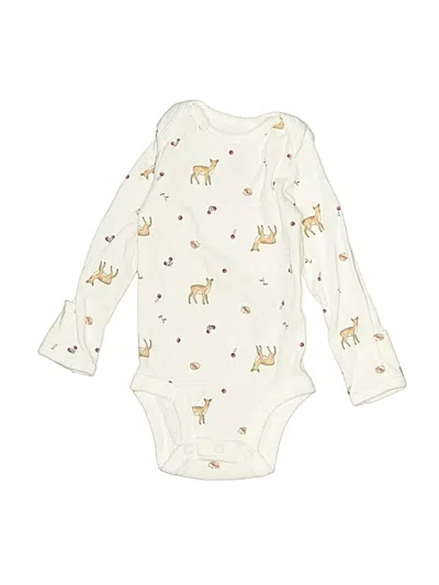 Pre-owned Child Of Mine By Carter's Babies' Long Sleeve Onesie In White