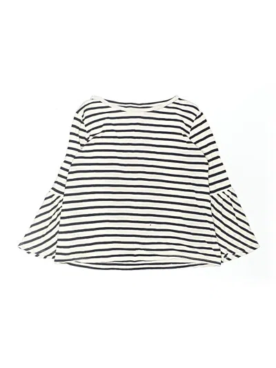 Pre-owned Tucker + Tate Kids' Long Sleeve Top Ivory Stripes Pattern Boatneck Tops In White
