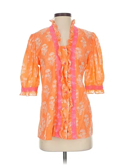 Pre-owned Lola Australia 3/4 Sleeve Blouse In Orange