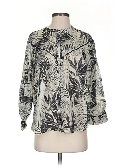 Pre-owned Johnny Was 3/4 Sleeve Blouse In Gray