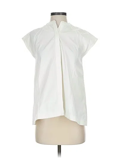 Pre-owned Athleta Short Sleeve Blouse In White