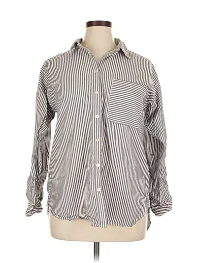 Pre-owned Ann Taylor Loft Long Sleeve Button Down Shirt In White