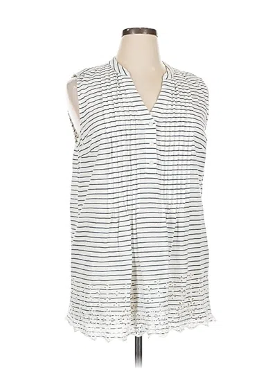 Pre-owned Style & Co Sleeveless Button Down Shirt In White