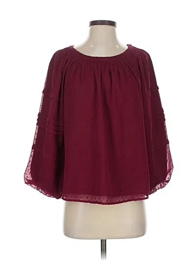 Pre-owned Ann Taylor Loft 3/4 Sleeve Blouse In Burgundy