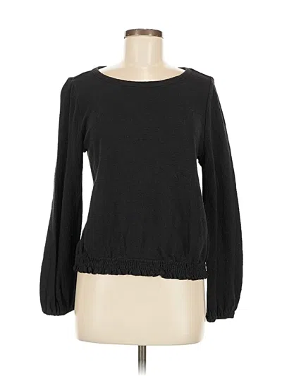 Pre-owned Ann Taylor Loft Long Sleeve Top Black Boatneck Tops