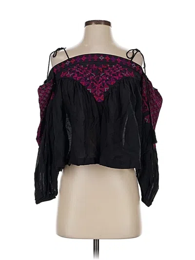 Pre-owned Free People Long Sleeve Blouse In Black