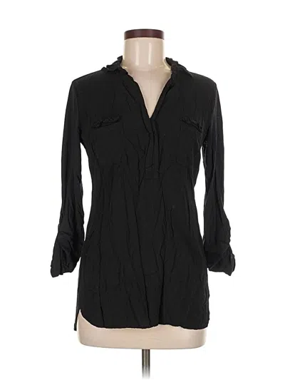 Pre-owned Splendid 3/4 Sleeve Button Down Shirt In Black