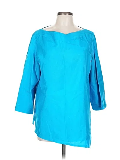 Pre-owned Tom And Linda Platt 3/4 Sleeve Blouse In Blue
