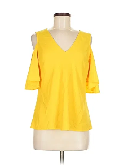 Pre-owned Derek Lam 3/4 Sleeve Top Yellow Cold Shoulder Neckline Tops