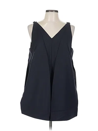 Tibi Tropical Wool Paneled Tunic Top In Navy In Blue