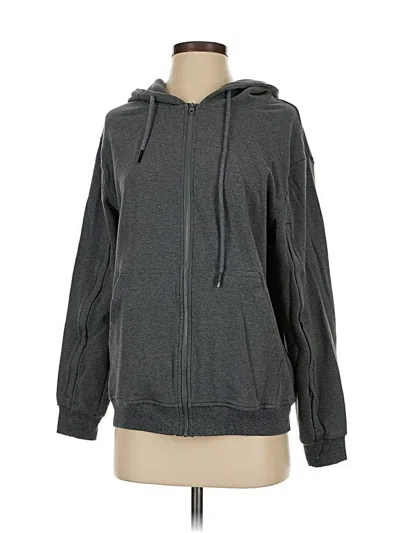 Pre-owned Assorted Brands Zip Up Hoodie In Gray