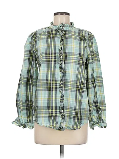 Pre-owned Ann Taylor Loft Long Sleeve Button Down Shirt In Green