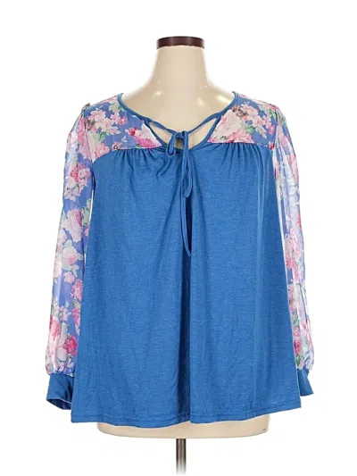 Pre-owned Emery Rose 3/4 Sleeve Blouse In Blue