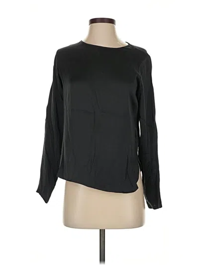 Pre-owned Grana Long Sleeve Silk Top Black Boatneck Tops