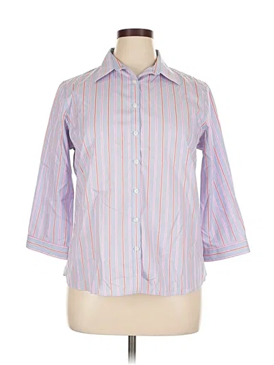 Pre-owned Lands' End 3/4 Sleeve Button Down Shirt In Purple