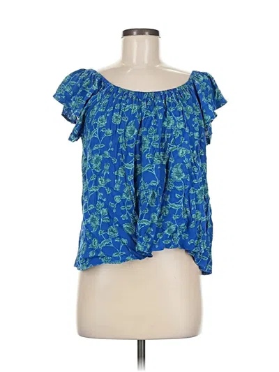 Pre-owned Angie Short Sleeve Blouse In Blue