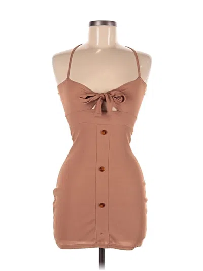Pre-owned Prettylittlething Cocktail Dress In Brown