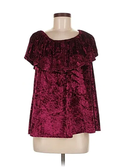 Pre-owned Unbranded Short Sleeve Blouse In Burgundy