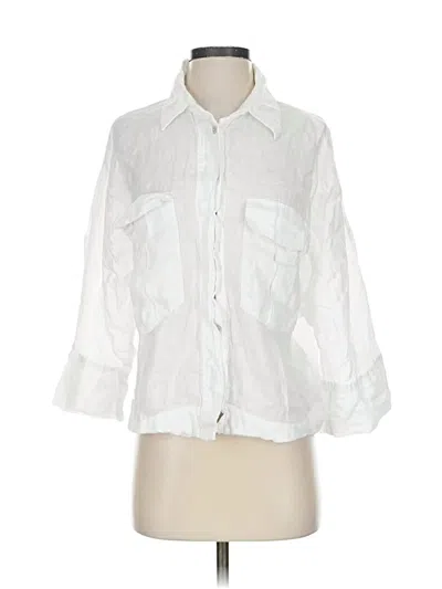 Pre-owned Zara 3/4 Sleeve Button Down Shirt In White