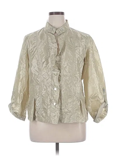 Pre-owned Chico's 3/4 Sleeve Button Down Shirt In White