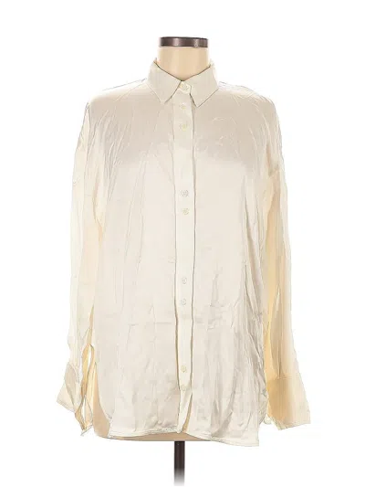 Pre-owned Zara Long Sleeve Button Down Shirt In White