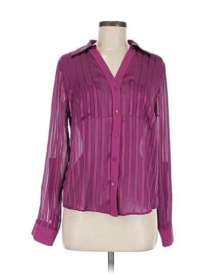 Pre-owned White House Black Market Outlet Long Sleeve Blouse In Purple