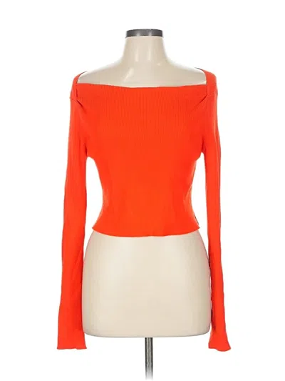 Pre-owned Allsaints Long Sleeve Top Orange One Shoulder Neckline Tops
