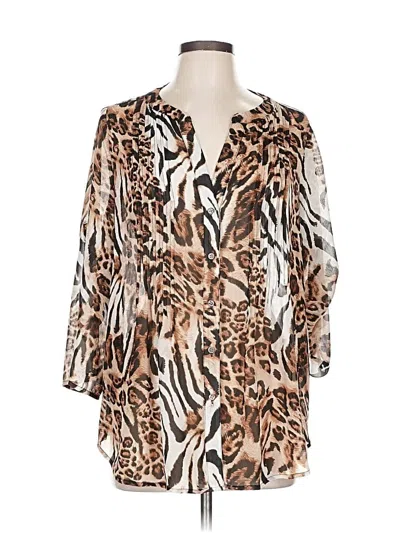 Pre-owned Chaus 3/4 Sleeve Blouse In Brown