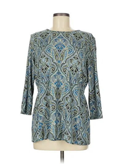 Pre-owned Jjill 3/4 Sleeve T-shirt In Blue