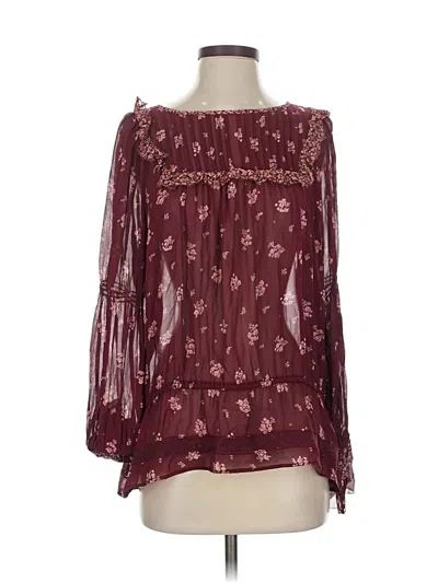 Pre-owned Joie Long Sleeve Blouse In Burgundy