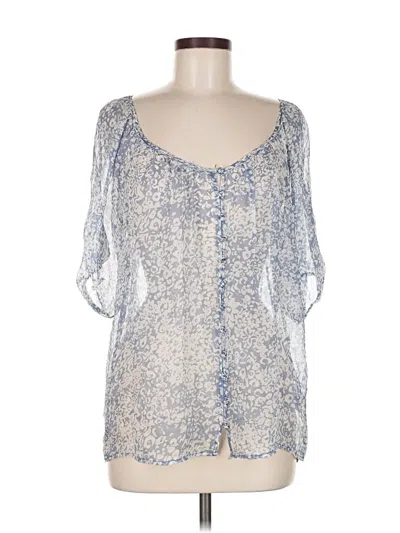 Pre-owned Joie 3/4 Sleeve Silk Top Blue Sweetheart Neckline Tops