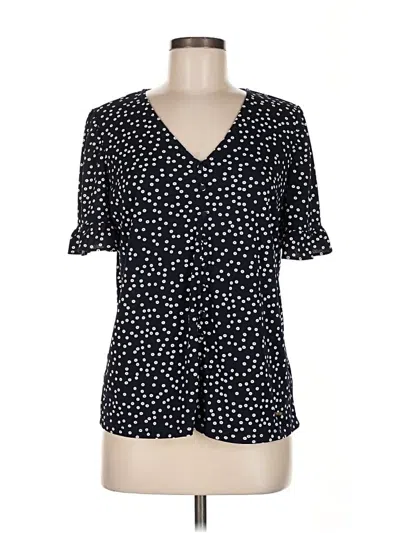 Pre-owned Anne Klein Short Sleeve Blouse In Black