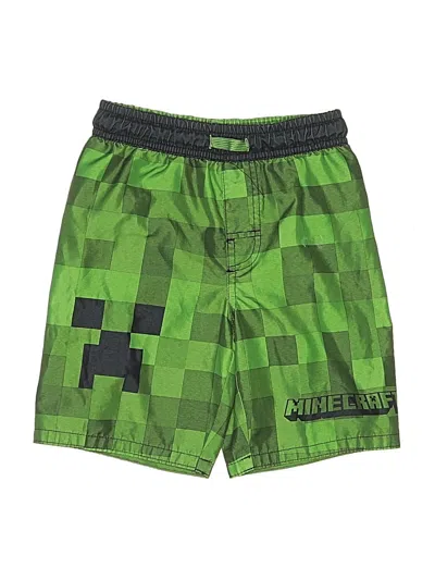 Pre-owned Minecraft Kids' Board Shorts In Green