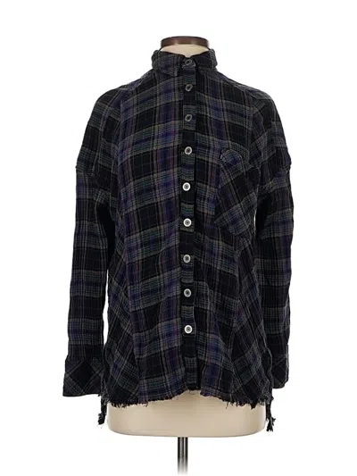 Pre-owned Free People Long Sleeve Button Down Shirt In Black