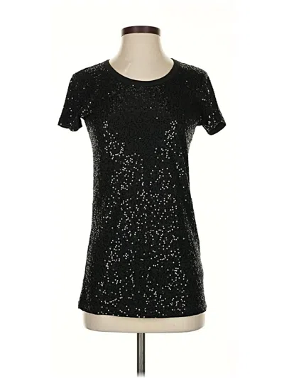 Pre-owned Donna Karan Short Sleeve Top Black Scoop Neck Tops