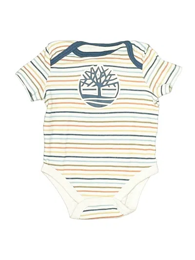 Pre-owned Timberland Babies' Short Sleeve Onesie In White