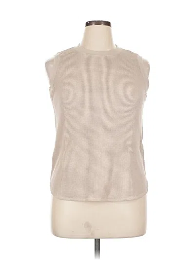 Pre-owned Uniqlo Sleeveless Top Tan Mock Neckline Tops In Brown