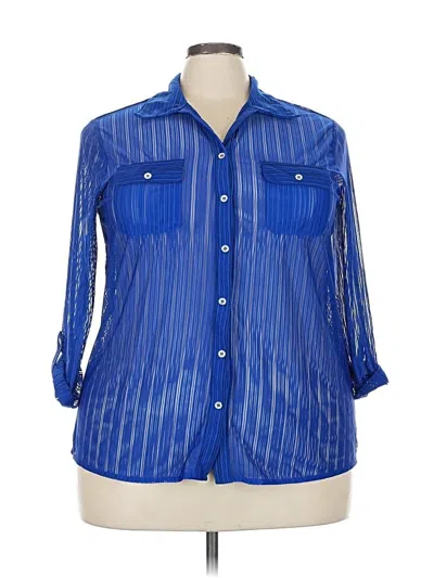 Pre-owned Ny Collection 3/4 Sleeve Blouse In Blue