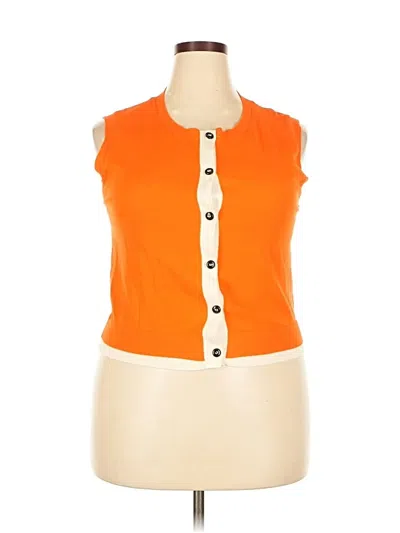 Pre-owned Zara Sleeveless Button Down Shirt In Orange