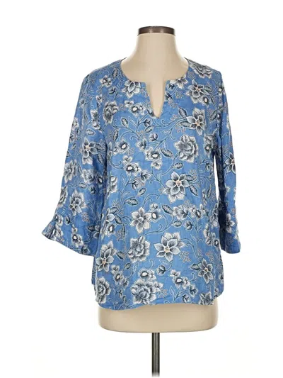 Pre-owned Jjill 3/4 Sleeve Blouse In Blue