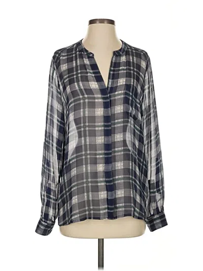 Pre-owned Joie Long Sleeve Silk Top Gray V Neck Tops