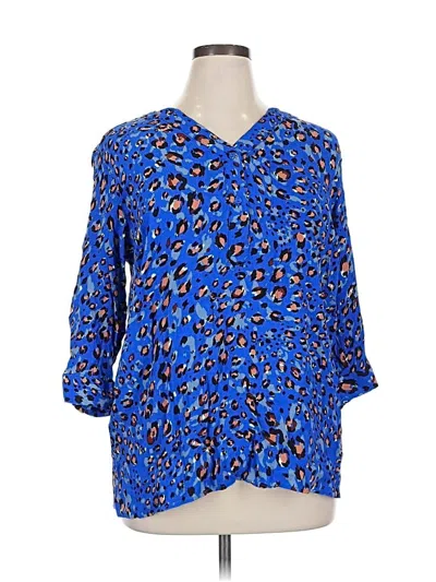 Pre-owned For The Republic 3/4 Sleeve Blouse In Blue