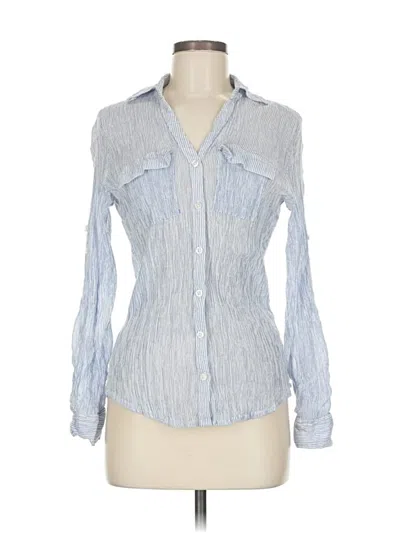 Pre-owned New York And Company Long Sleeve Button Down Shirt In Blue