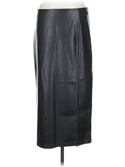 Pre-owned Prettylittlething Faux Leather Skirt In Black